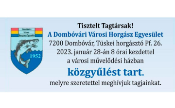 Közgyűlést tart a Dombóvári Városi Horgász Egyesület